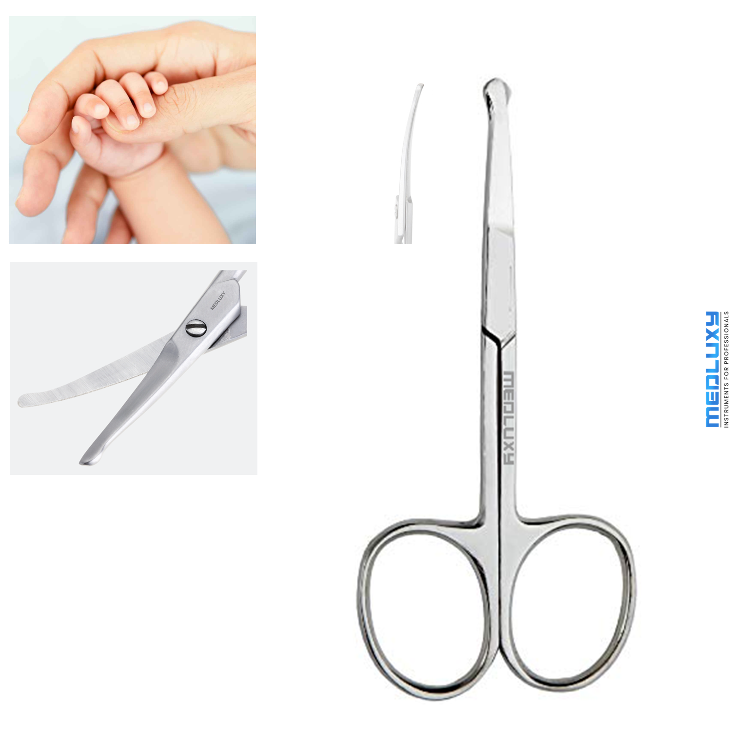 Medluxy - Baby Nagelschaar - Gebogen snijvlak - Afgeronde Punt - 10 cm - MB0600